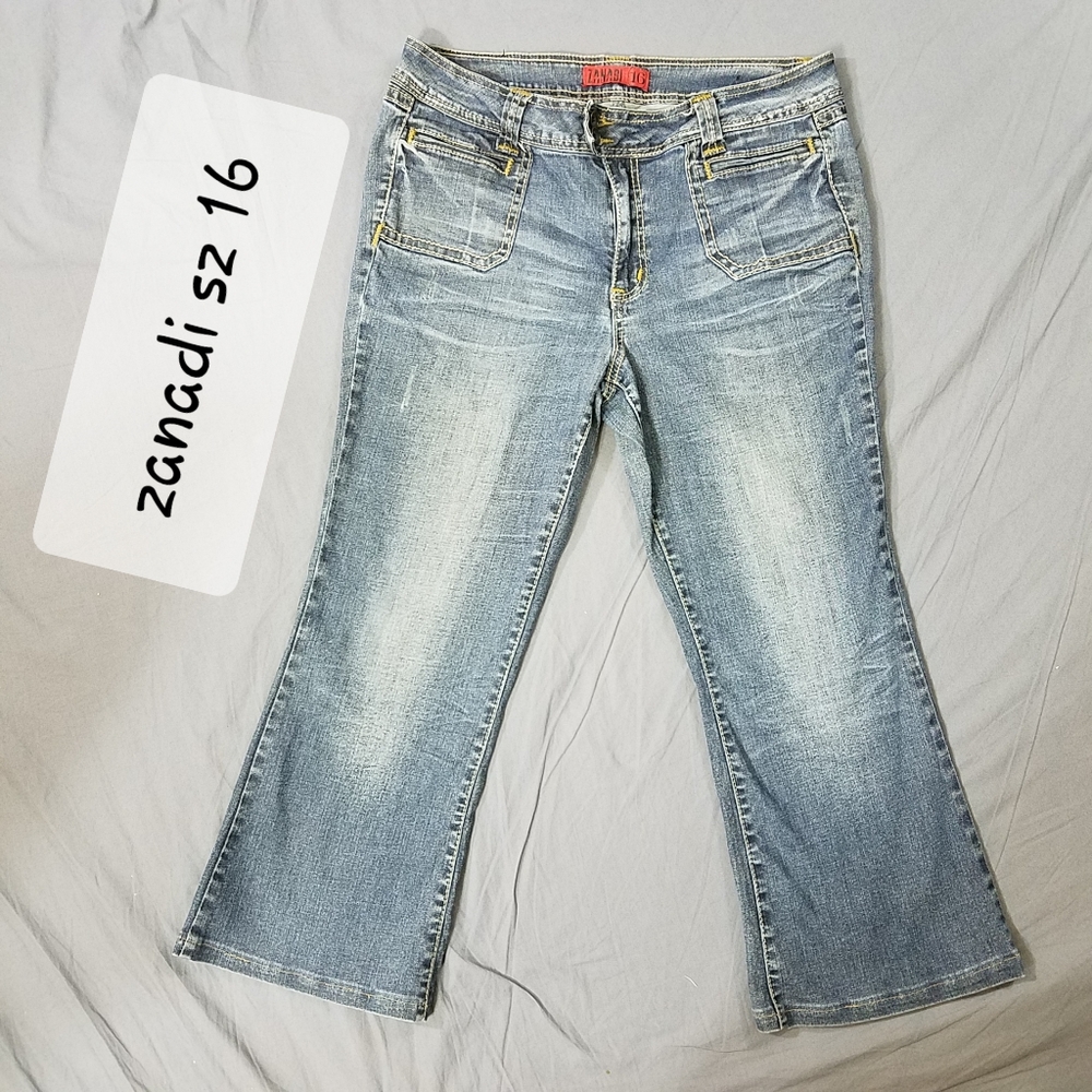 Zanadi jeans sz 16 blue denim patch pockets